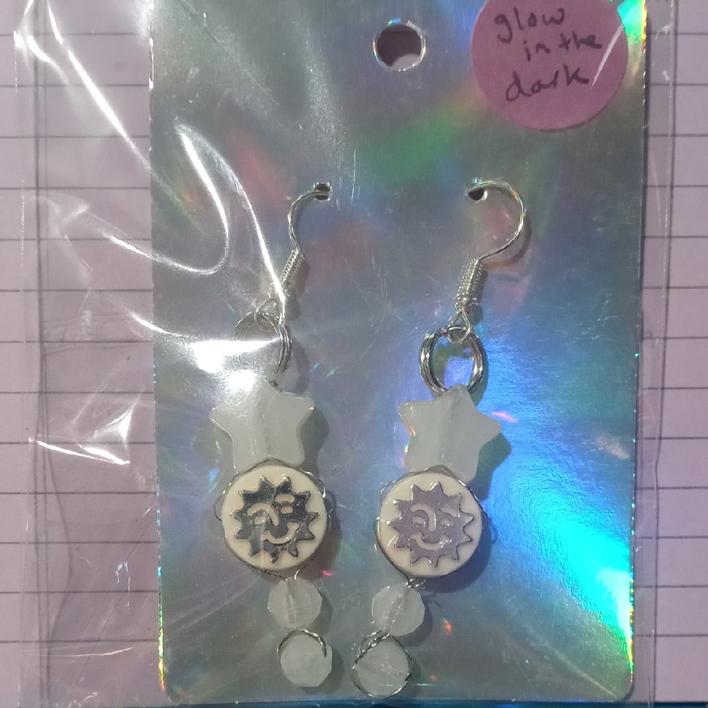Silver Star and Sun Glow Earrings